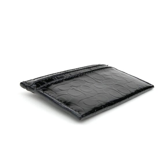 Coach Signature Black Patent Leather Card Case - Picture 4 of 10
